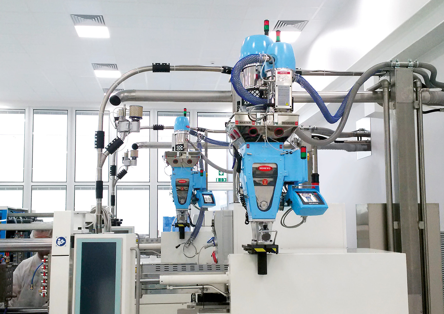 Moretto material handling equipment installed in a plastics manufacturing facility